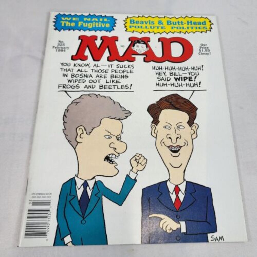 Mad Magazine #325 February 1994 Beavis & Butt-Head‎ Politics NM Sam Cover Art